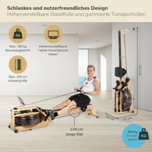 R1E Wasserrudergerät Aus Eiche, 28L Wassertank Mit 12-Blatt-Schaufel